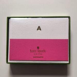 Kate Spade Fuchsia and White Notecards with Gold Letter A